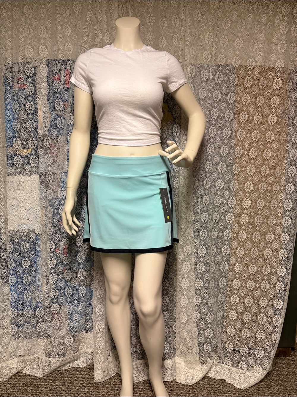 Cobble Lane Light Blue Women's Skort with Contrast Trim